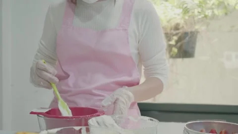 Making Delicate Pastries in a Bright Kitchen Stock Footage 314004105