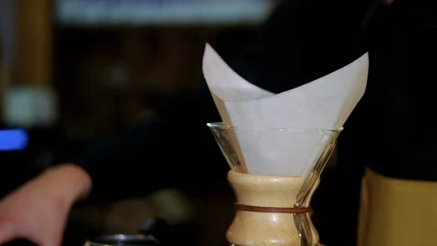 Making delicious Coffee at Chemex Stock Footage 124370897