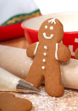 Making delicious gingerbread men Stock Photos