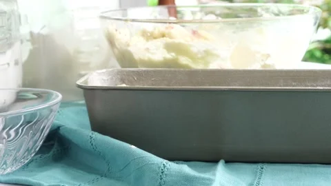 Making a dessert called Red Raspberry Tea Cake made with fresh berries and Stock Footage 313180307