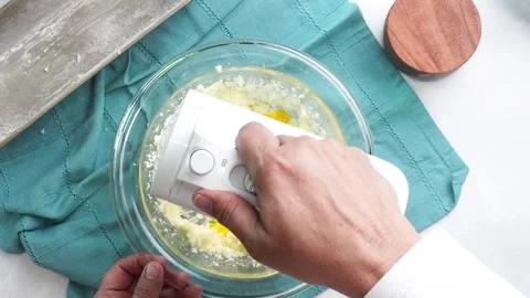 Making a dessert called Red Raspberry Tea Cake made with fresh berries and Stock Footage 313180316