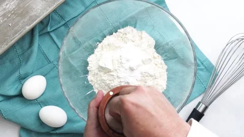 Making a dessert called Red Raspberry Tea Cake made with fresh berries and Stock Footage 313256762