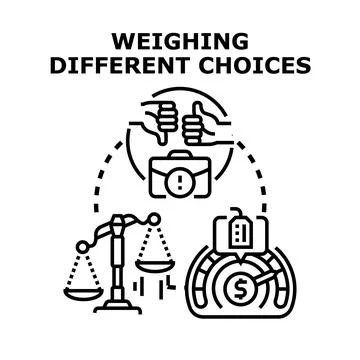 Making difficult business decisions and weighing choices 库存插图