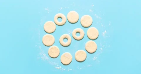 Making donuts, step by step process, stop motion. Doughnuts video recipe Stock Footage 146299286