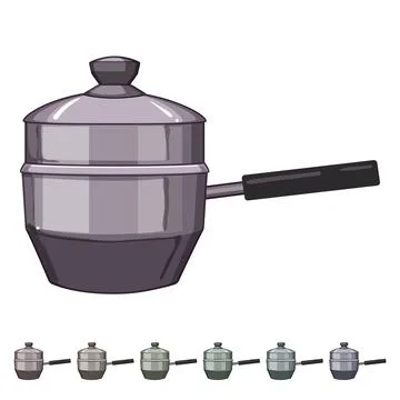 Making double boiler pan cartoon vector graphic Stock Illustration