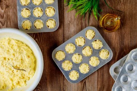 Making dough for baking cheese bread called chipa. Stock Photos