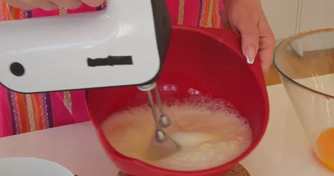 Making dough for cake with electric mixer Stock Footage 144573340