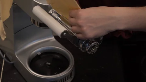 Making the dough sheets above view Stock Footage 113527923