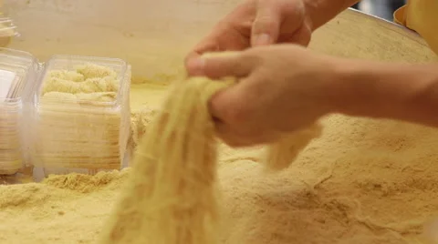 Making Dragon Beard Candy Video stock 42514235