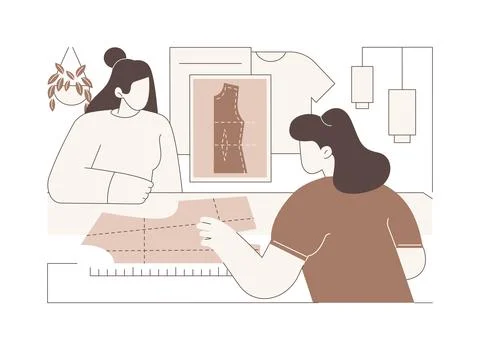 Making a dress pattern isolated cartoon vector illustrations. Ilustración de archivo