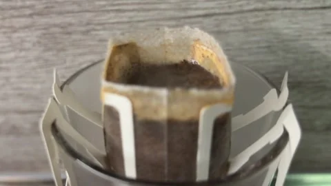 Making Drip Coffee with Filter Bag at Home Stock Footage 310353024