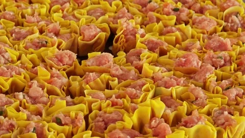 Making dumpling at steam tray. Stock Footage 305981629