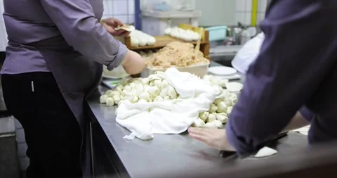 Making Dumplings Chinese Kitchen Workers Whole Process Ingredients in View S Stock Footage 263040085