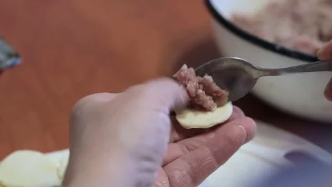 Making dumplings in close up. Stock-Footage 83827037