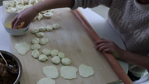 Making dumplings during the Mid-Autumn Festival Stock Footage 242497316
