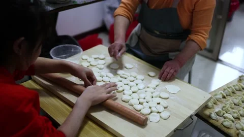 Making dumplings on Mother's Day Stock Footage 193985178