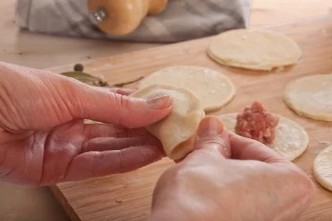 Making dumplings Stock Photos