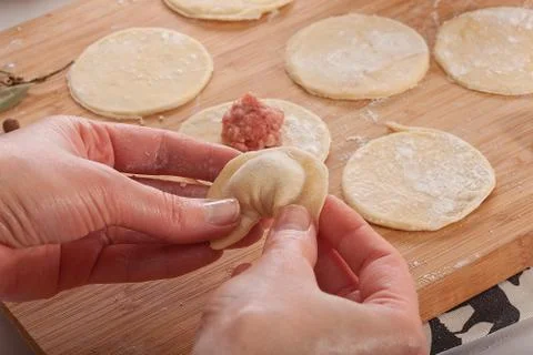 Making dumplings Stock Photos