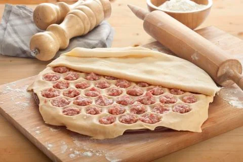 Making dumplings Stock Photos