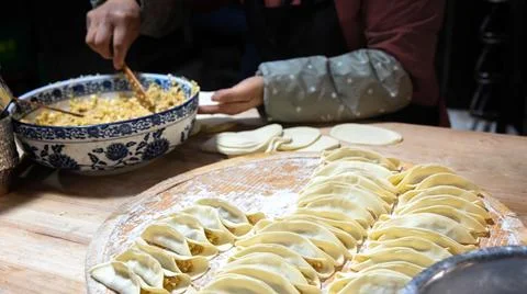 Making dumplings Stock Photos