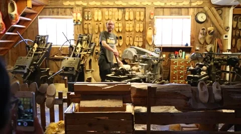 Making of dutch clogs in The Netherlands Stock-Footage 46199107