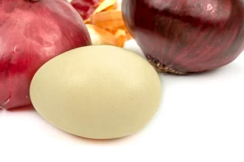 Making Easter eggs dyed with onion skins Stock Photos