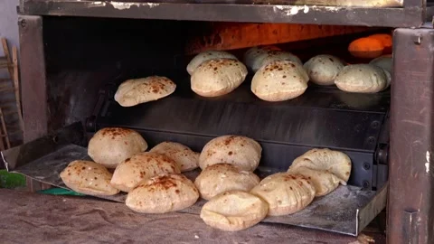 Making Egyptian Bread Aish Baladi Stock Footage 169019440