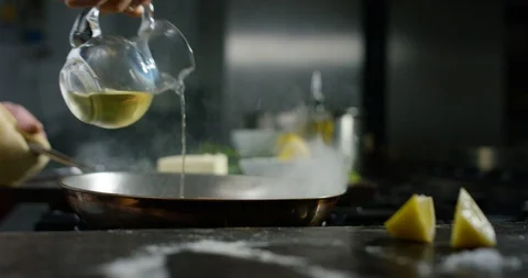 Making escalopes with white wine 4k Stock Footage 85836073