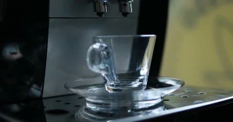 Making Espresso coffee drink Small Coffee Mug in a Coffee Shop Stock Footage 141635109