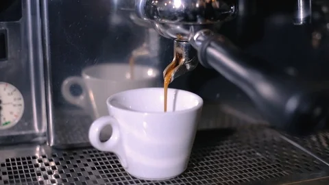Making Espresso Coffee with Machine Close-Up Stock Footage 103490468