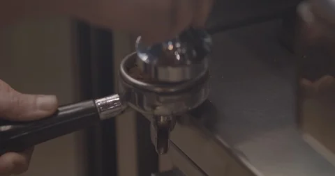 Making espresso. Coffee machine. Coffee press Stock Footage 124270414