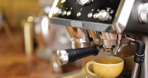 Making espresso drink on a coffee machine Stock Footage 150064070