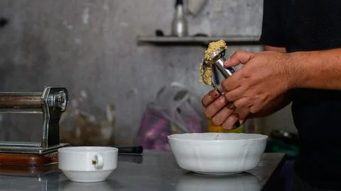 Making falafel balls in the kitchen. Stock Photos