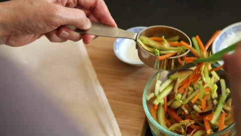 Making The Filling For Spring Rolls 스톡 동영상 232970579