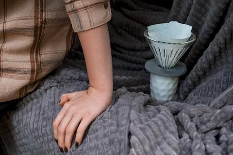 Making filter coffee. To go. Coffee in the car. Stock Photos