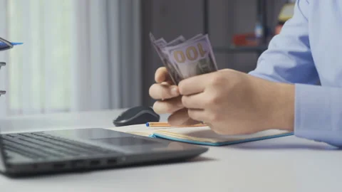 Making financial calculations. Stock Footage 219713503