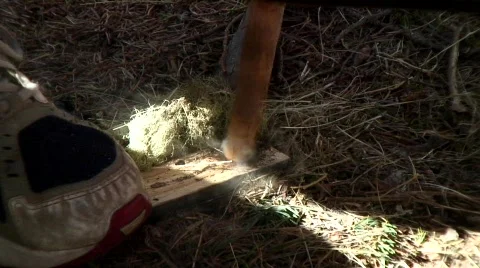 Making fire with a bow drill close-up Video stock 543818