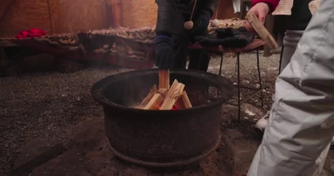 Making Fire People Having Barbecue  스톡 동영상 146463102