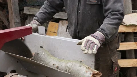 Making of firewood with a saw Stock-Footage 152406373