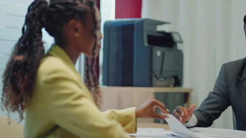 Making a first impression. Young black man meets potential employer in office Stock Footage 196025747