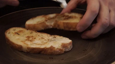 Making fish bruschettas Stock Footage 113527704