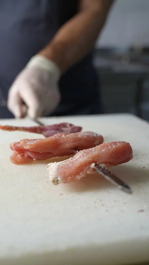 Making Fish Kebab Stock Footage 296023450