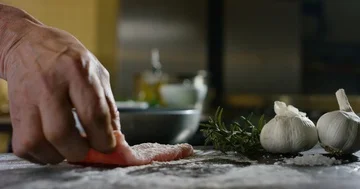 Making floured escalope 4k Stock Footage 85835885