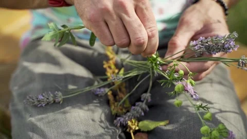 Making Flower Crown by Hand Stock Footage