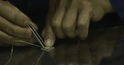 Making flower by hand, close tight up Stock Footage 141359285