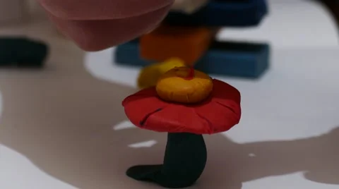 Making a Flower out of Play Doh Stock-Footage 58685811