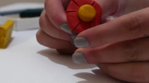 Making a Flower with Play Doh Stock Footage 58685833