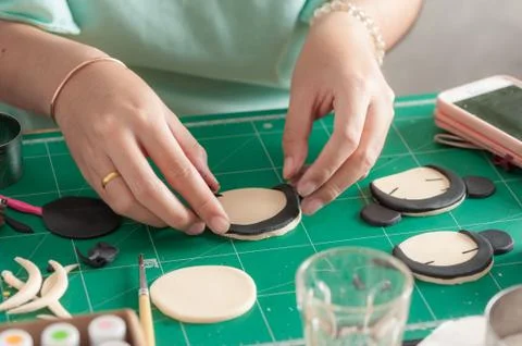 Making of fondant cake Stock Photos