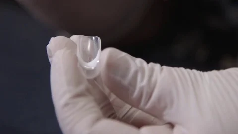 Making French Manicure Stock Footage 81129456