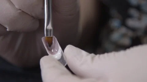 Making French Manicure Stock Footage 81129745